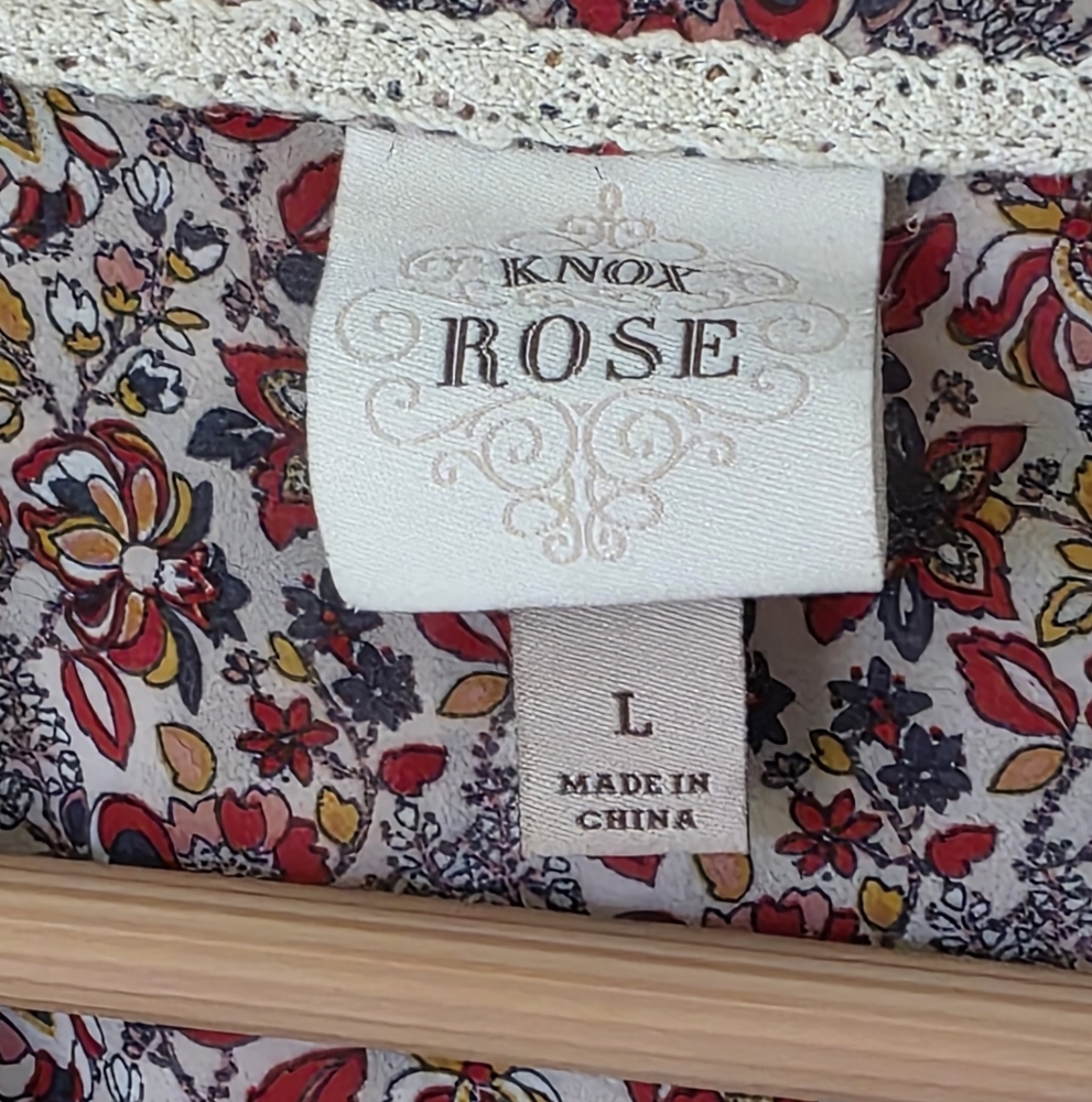Knox Rose - Peasant Boho - Sheer Blouse - Keyhole Tassel - Bell Sleeves - Large - Picture 8 of 10
